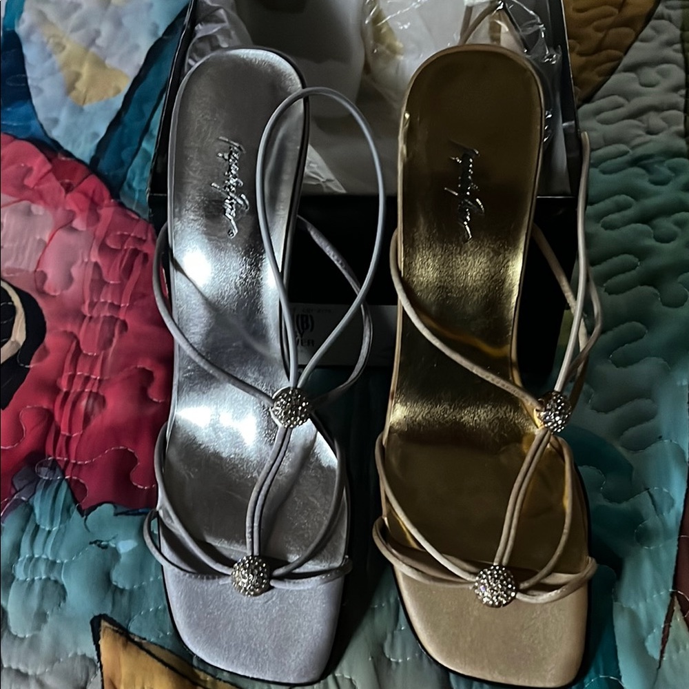 Jacqueline Ferrar Silver and Gold Strappy Heels